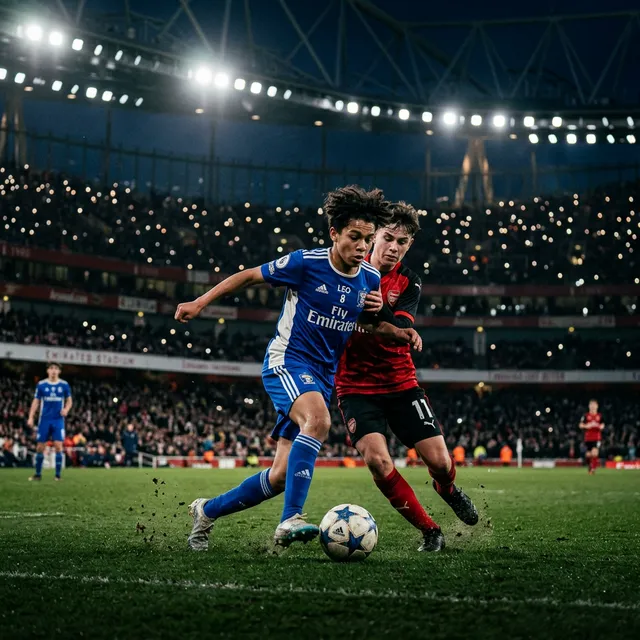 Youth soccer players competing